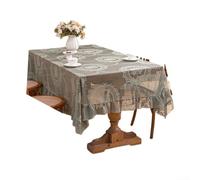 QOXEZY Nappe en dentelle florale brodée - Tissu transparent avec ourlet à volants drapé - Résistant à la chaleur - Pour décoration de table d'intérieur - Crème rouge noir rose vert blanc (vert)