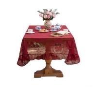 QOXEZY Nappe en dentelle florale brodée, tissu transparent avec ourlet à volants drapé, résistant à la chaleur, pour table de maison pour applications de décoration, crème, rouge, noir, rose, vert