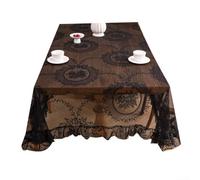 QOXEZY Nappe en dentelle florale brodée, tissu transparent avec ourlet à volants drapé, résistant à la chaleur, pour table de maison pour applications de décoration, crème, rouge, noir, rose, vert