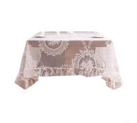 QOXEZY Nappe en dentelle florale brodée, tissu transparent avec ourlet à volants drapé, résistant à la chaleur, pour table de maison pour applications de décoration, crème, rouge, noir, rose, vert