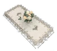 QOXEZY Nappe en dentelle pour tables de course, tissu brodé, table basse et buffet, décoration en dentelle, décoration d'intérieur élégante, entretien facile (50 x 100 cm)
