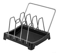 QOXEZY Organiseur de casseroles et poêles avec supports réglables, construction en acier inoxydable, barre à serviette pour armoire, pâtisserie, rangement de découpe, support de couvercle de casserole