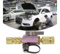 QOXEZY Outil de retrait de noyau de valve pour systèmes divisés R410A, résistance au vide 0,6 cm F x 0,6 cm pour évasement M, construction en laiton avec double joint torique et port de jauge à vide