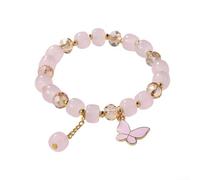 QOXEZY Papillon imitation jade pour bracelet en perles de verre cristal 6,5 | Design papillon éblouissant, perles imitation jade, aspect élégant, 6,5 cm de diamètre, options bleu, vert, rose