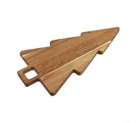 QOXEZY Planche à découper double face en bois d'acacia avec forme d'arbre de vacances pour pizza, fruits et préparation des aliments