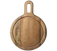 QOXEZY Planche à découper en bois d'acacia avec design antidérapant, pour fromage, pizza, steak, fruits, double face pour la préparation et le service des aliments (L)