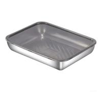 QOXEZY Plateau à raviolis en acier inoxydable avec couvercle - Fond non rayé pour la cuisson à la vapeur et le stockage - Récipient alimentaire de qualité 316 25 x 20 cm (1)