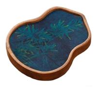 QOXEZY Plateau à thé chinois rustique entièrement en bois de noyer massif, design sculpté à la main avec gestion de l'humidité, pour cérémonie du thé (A)