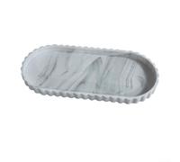 QOXEZY Plateau ovale en dentelle de silicone, organiseur de cuisine élégant avec design ondulé, base antidérapante robuste pour comptoirs, rangement facile à nettoyer pour ustensiles, collations ou