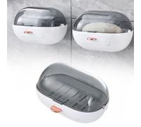 QOXEZY Porte-savon polyvalent avec couvercle et drainage, idéal pour la cuisine et la salle de bain avec savon polyvalent fabriqué à partir de verre métallique fusionnant parfaitement le style