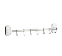 QOXEZY Porte-ustensiles mural en acier inoxydable avec crochet réglable, pour un rangement polyvalent, pour organiseur de cuisine, gain de place, motif noyer élégant (D 50 cm-6)