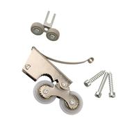 QOXEZY Rouleau de porte coulissante à double roue de rechange pour portes de placard et de douche, roue de porte en métal avec performance de roulement lisse, 93 mm, argenté (type A/B)