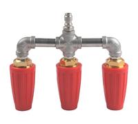 QOXEZY Triple buse turbo pour nettoyeur haute pression - Tête de pulvérisation rotative à 360 degrés, buse à connexion rapide en acier inoxydable de 6,35 mm (rouge)