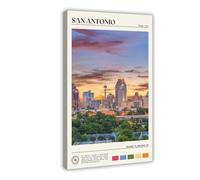 QOYVG Echte Foto, San Antonio-afdruk, San Antonio-kunst, San Antonio-foto, San Antonio-posterafdruk, San Antonio-posterafdruk, San Antonio-Decor Poster sur toile pour décoration de chambre à coucher