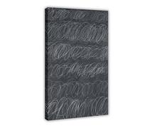 QOYVG Grote Minimalistische Graffitischildering, Cy Twombly, Moderne Schilderkunst, Schoolbordtekening, Witte Poster sur toile Décoration de chambre à coucher 50 x 75 cm