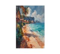 QOYVG Peinture à l'aquarelle de Cancun, affiche de voyage de Cancun, art mural, impression de la ville de Cancun, côte mexicaine, poster sur toile, décoration murale, 30 x 45 cm