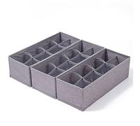 Qozary Lot de 3 organiseurs de tiroir pliables et lavables - 8 compartiments - Séparateurs de tiroir pour sous-vêtements, soutien-gorge, chaussettes