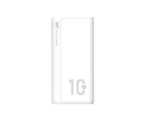 QP15 - Banque d'alimentation - 10000 mAh - 18 watt - 3 A - PD, QC 3.0 - 3 connecteurs de sortie (2 x USB, USB-C) - blanc