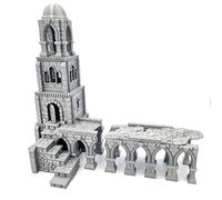 QP3D - Bâtiment en Ruine avec Piliers pour Wargames, Paysage de Terrain 28-32 mm, Accessoires DND, D&D, Impression 3D