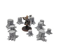 QP3D - Lot de 10 souches d'arbre - Terrain de dispersion, paysage fantastique pour table et RPG 28-32 mm Miniatures Wargames, accessoires DnD D&D, impression 3D et peinture
