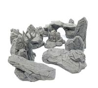QP3D - Lot de 7 rochers fantastiques - Paysage de terrain pour table et RPG 28-32 mm Miniatures Wargames, accessoires DND D&D, impression 3D et peut être peinte