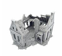 QP3D - Terrain de jeu de guerre - Maison en pierre en ruine, paysage pour jeux de table miniatures 28-32 mm, bâtiment européen médiéval 16-20e siècle pour modélisation