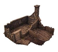 QP3D - Terrain de ruine d'angle médiéval 28-32 mm - Bâtiment en pierre de ville Frostguard pour RPG & DnD, batailles fantastiques et jeux de guerre de table