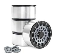 QPAJWAKS Lot de 4 Jantes de moyeu de Roue Beadlock en Alliage d'aluminium de 2,6 Pouces avec combinateur 17 mm 12 mm for Voiture sur chenilles RC