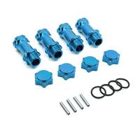 QPAJWAKS Lot de 4 moyeux hexagonaux de Roue M17 17 mm M37 37 mm, Adaptateur d'extension, Capuchon Anti-poussière 12 mm, 4 coupleurs combinés Plus Longs for modèles réduits de Voitures RC 1/8(Blau)