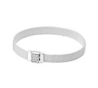 QPASRLAL Bracelet Femme Authentique 925 Rose Gold Gold Woven Mesh Réflexions Bracelets Bracelet Fit Femmes Bead Charm DIY Bijoux Bracelet Homme(E,17cm)