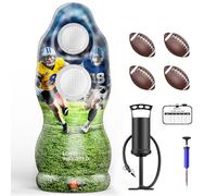 QPAU But de football à double trou Iflatale pour enfants et adultes - Jeu d'arrière-cour grandeur nature avec 4 ballons de football, tableau de bord et pompe à air.