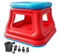 QPAU château Gonflable 3-en-1 pour Enfants de 3 à 6 Ans : Piscine à balles, Trampoline et Structure Gonflable, utilisable en intérieur et en extérieur, avec Pompe à air électrique