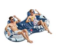 QPAU Double tube de rivière gonflable pour 2 personnes, capacité de 299,4 kg, résistant aux crevaisons de 236,2 cm, radeau de rivière avec dossier ergonomique, glacière et porte-gobelets pour famille