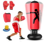 QPAU Sac de Frappe Gonflable de 122 cm, Sac de Boxe Gonflable Stable pour 3 à 6 Enfants, Cadeaux pour garçons et Filles, Ensemble de Boxe pour la