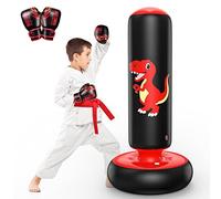 QPAU Sac de Frappe Gonflable de 122 cm, Sac de Boxe Gonflable Stable pour 3 à 6 Enfants, Cadeaux pour garçons et Filles, Ensemble de Boxe pour la Pratique du karaté, du Taekwondo