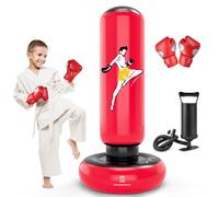 QPAU Sac De Frappe pour Enfants avec Gants De Boxe, 168cm Pouces Sac De Boxe Gonflable pour Enfants, Cadeaux pour GarçOns Et Filles De 6 à 12 Ans, pour Pratiquer Karaté