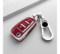 QPDDFG Coque de Clé pour Audi Q7 2007-2013, Coque Clé Porte-clés Coque de clé de Voiture Protecteur de clé de Voiture Télécommande Boîtier de clé,B Red