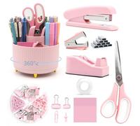 QpenguinBabies Accessoires de bureau roses, Set de porte-stylo rotatif, Fournitures de bureau roses, Cadeaux pour les fonctionnaires de Étudiant