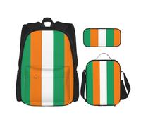 QPIPGER Sac à dos décontracté imprimé drapeau de la Côte d'Ivoire avec boîte à déjeuner thermique et trousse à crayons, sac Oxford 3 en 1