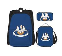 QPIPGER Sac à dos décontracté imprimé drapeau de l'État de Louisiane avec boîte à déjeuner thermique et trousse à crayons, sac Oxford 3 en 1
