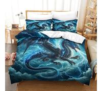 QPIRINMEX 3D Le Dragon Volant Housse De Couette, Housse De Couette Douce Parure De Lit,Microfibre Hypoallergique Literie en,pour Adultes Enfants King（220x240cm）