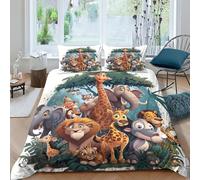 QPIRINMEX Animaux de la Jungle Ensembles De Literie Imprimés en 3D De Couette Taie Home Cosy Ensemble De Literie 3 Pièces Housse De Couette Double(200x200cm)