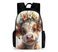 QPIRINMEX CArtable Pour Enfants, Garçons Filles Sac À Dos Le Vaches des Highlands Scolaire Sac D'école Primaire Le Animaux CArtables Sac À Dos Adolescents Sacs 6-12 An
