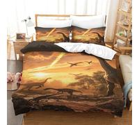 QPIRINMEX Dinosaures Housse De Couette 3D Parure De Lit Motif, Enfants Housse De Couette Et Taies d'oreiller Microfibre Douce pour Adultes Enfants Adolescents 3pcs King(220x240cm)