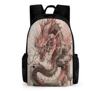 QPIRINMEX Dragon japonais Cartables D'école Imprimés En 3D Sacs À Dos Pour Enfants Sac D'école Pour Garçons Filles Élémentaire Et Moyen 17pouce