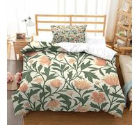 QPIRINMEX Fleurs Ensemble De Housse De Couette Housse De Couette Réversible Linge De Lit Facile d'entretien Ensembles De Literie Doux Et Confortables avec Taies d'oreiller - Double Single(140x200cm)