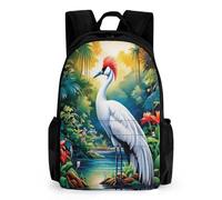 QPIRINMEX grue blanche Cartables D'école Imprimés En 3D Sacs À Dos Pour Enfants Sac D'école Pour Garçons Filles Élémentaire Et Moyen 17pouce