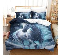 QPIRINMEX Housse De Couette 3D Le Cheval, Douce Microfibre Hypoallergique avec Taies d'oreiller, Parure De Lit 3 Pièces Animal pour Adultes Adolescents Enfants Single（140x200cm）