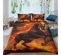 QPIRINMEX Le Cheval Ensembles De Literie 3D pour Enfants Décoration Couette 3 Pièces avec Fermeture À Glissière Ensembles De Couette en Microfibre Double（200x200cm）