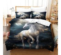 QPIRINMEX Le Cheval Housse De Couette 3D Animal Literie Housse De Couette Confortable avec Taies d'oreiller Parure Textile De Maison pour Adolescent Enfant King（220x240cm）